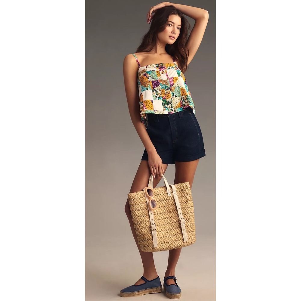 Anthropologie Pilcro Patchwork Floral Button Front Camisole Top Multi Color‎ S